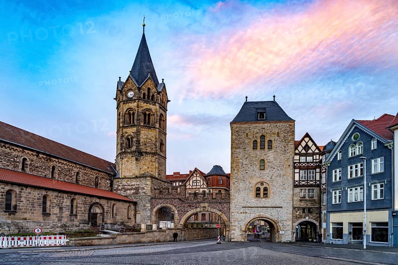 Nikolaikirche and Nikolaitor in Eisenach, Thuringia, Germany, Europe