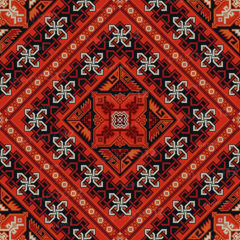 Traditional Georgian folk art embroidery vector pattern