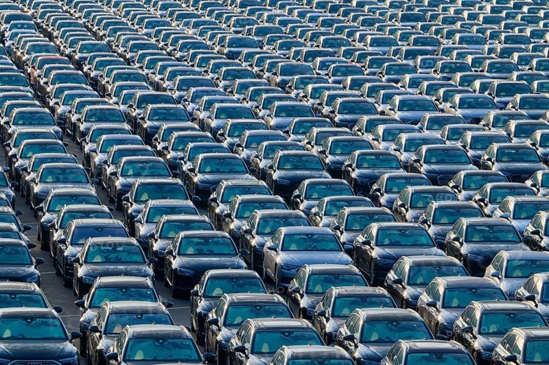 Large number of cars on assembly point, Brand Audi, Germany, Europe