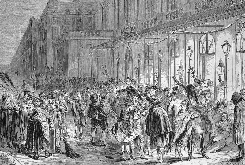 The Last Hours of the Carnival in 1869, Paris, France, Historical, digitally restored reproduction of an original 19th century original, exact original date unknown, Europe