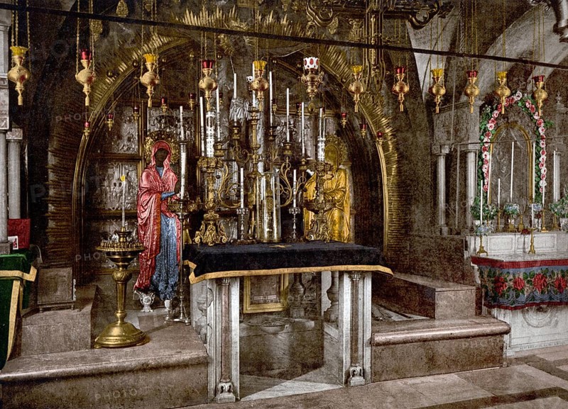Der Kalvarienberg und der griechische Altar, Jerusalem, Heiliges Land, Israel, ca. 1890, Historic, digitally restored reproduction from a 19th century original, The Calvary and the greek altar, Holy Land, 1890, Historic, digitally restored reproduction from a 19th century original, Asia