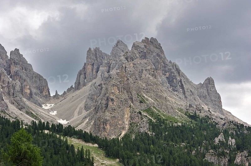 The mountain range Gruppo dei Cadini di Misurina in the Dolomites, Italy, Europe