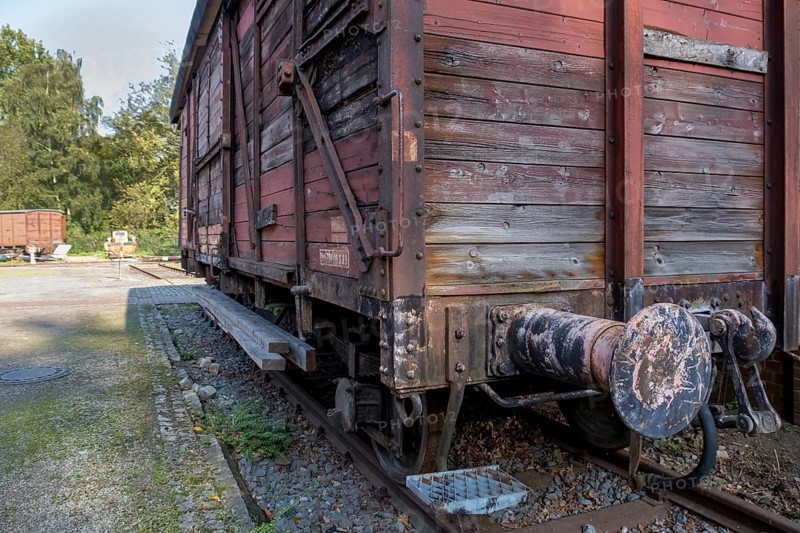 Old railway wagon, siding, North Rhine-Westphalia, Germany, Europe