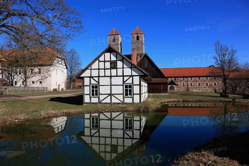 Buildings in the Henneberg Open-Air Museum in Kloster Veßra, Hildburghausen County, Thuringia, Germany, Europe