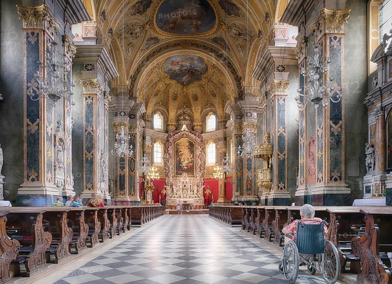 Interior, Cathedral of the Assumption of the Blessed Virgin Mary and St. Cassian, Bressanone Cathedral, Brixen, Bressanone, South Tyrol, Trentino, Italy, Europe