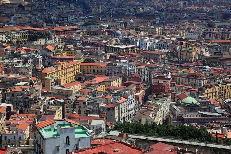 View of the city of Naples, Campania, Italy from the Vomero Hill