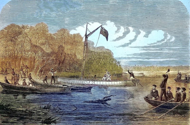 Exploration in search of Dr livingstone, in southern Africa, Henry Morton Stanley sent out by James Bennett in New York to find the traveller who had been thought missing since 1869, Historical, digitally restored reproduction of a 19th century original, exact original date unknown