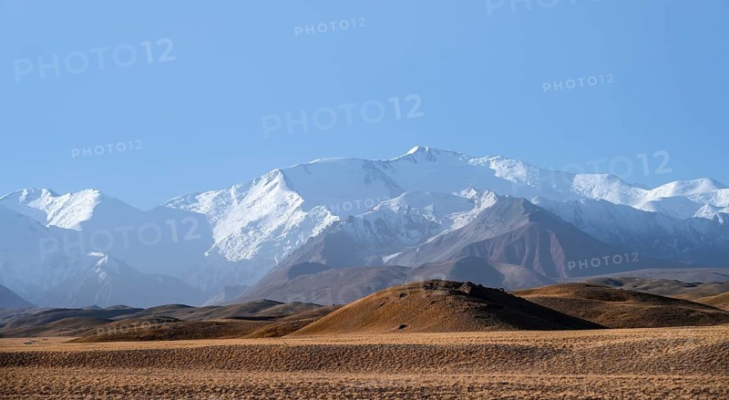 Snow-capped mountains, Pamir Mountains with Lenin Peak, high mountains, Transalai Range, Alay District, Kyrgyzstan, Asia
