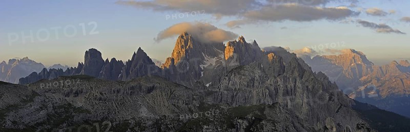 The mountain range Cadini di Misurina in the Dolomites, Italy, Europe