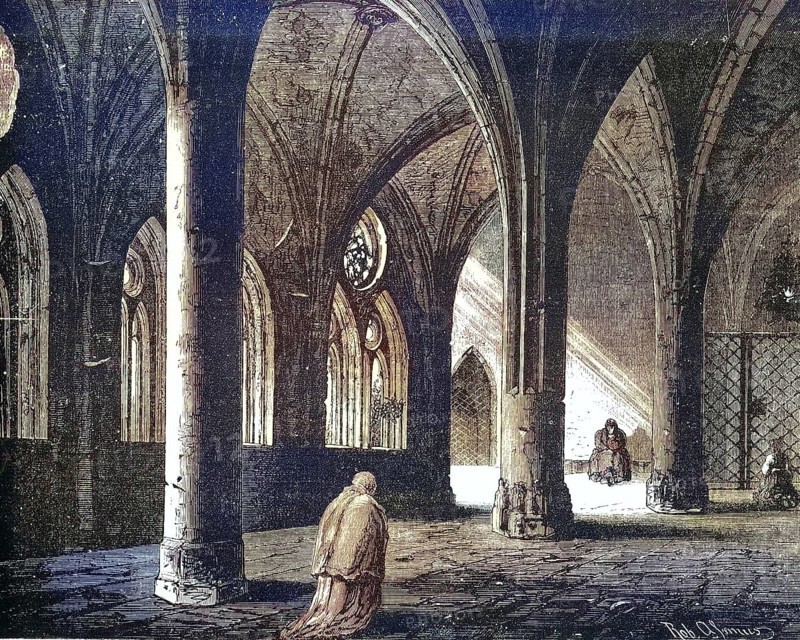 The Cloister of Constance Cathedral, 1869, Germany, Historic, digitally restored reproduction of a 19th century original, Europe