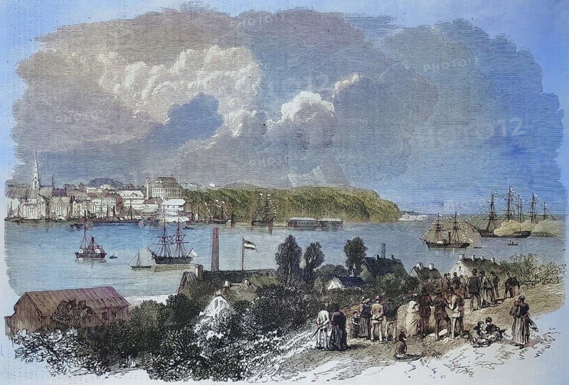 View of the Bay of Kiel in 1869, Schleswig Holstein, Germany, Historic, digitally restored reproduction of a 19th century original, exact original date unknown, Europe