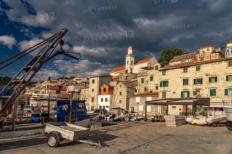 At the small harbour in the old town of Sibenik, Croatia, Europe