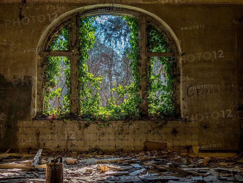 Interior view, former Alpine house on the historic site of the tuberculosis sanatorium in Beelitz, Brandenburg, Germany, Europe