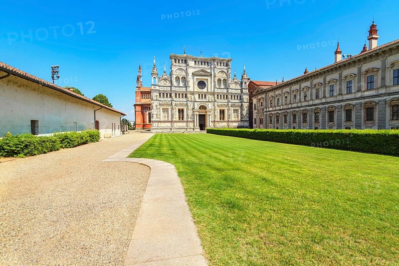 Abbey church, Certosa di Pavia monastery, Certosa di Pavia, Lombardy, Italy, Europe