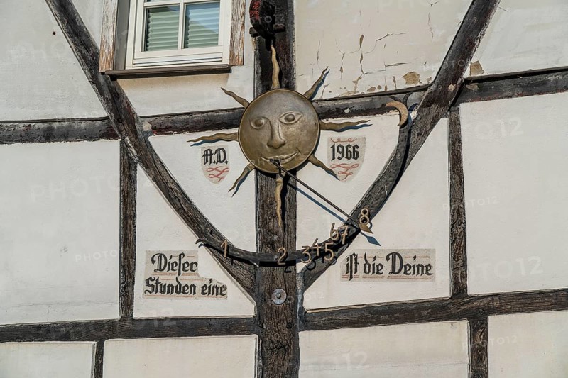 Old village of Westerholt, listed district of Herten Westerholt, over 60 old, well-renovated half-timbered houses form a historic village centre, Herten, North Rhine-Westphalia, Germany, Europe