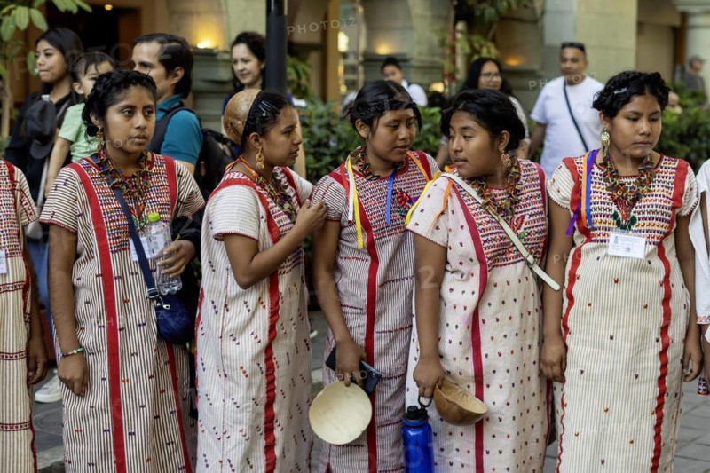 Oaxaca, Mexico, Students from Santa Maria Zacatepec in the Putla District of Oaxaca. They had just participated in an event for International Mother Language Day. The are from an indigenous people called the Tacuate. Their Tacuate language is one of a number of Mixtec languages, Central America