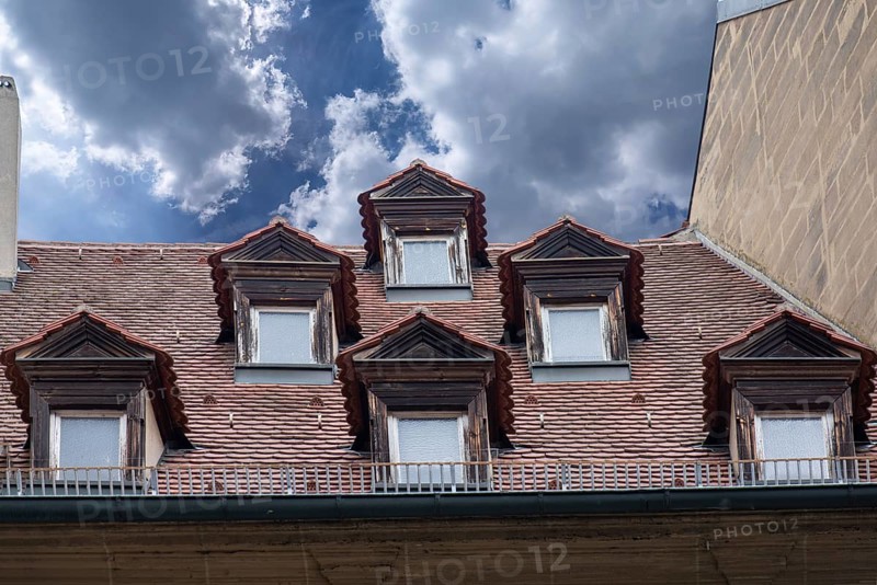 Dormer windows on a historic house, Bamberg, Upper Franconia, Bavaria, Germany, Europe