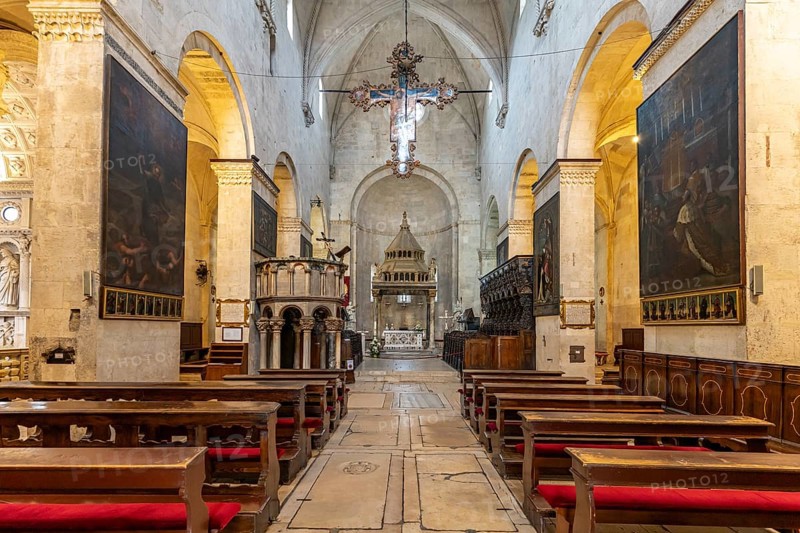 Interior of the Cathedral of St Laurence in Trogir, Croatia, Europe