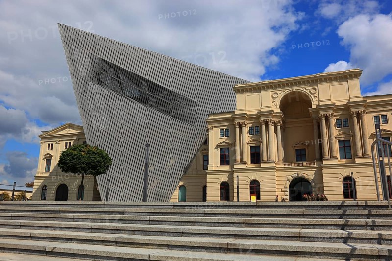 Military History Museum of the German Armed Forces, main arsenal building with wedge, architect Daniel Libeskind, Dresden, Saxony, Germany, Europe