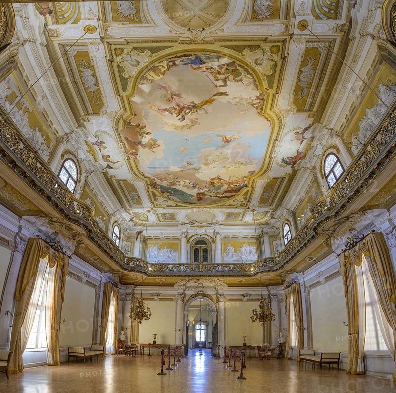 Ballroom with fresco by Giovanni Battista Tiepoloin the Villa Pisani, Stra, Province of Venice, Italy, Europe