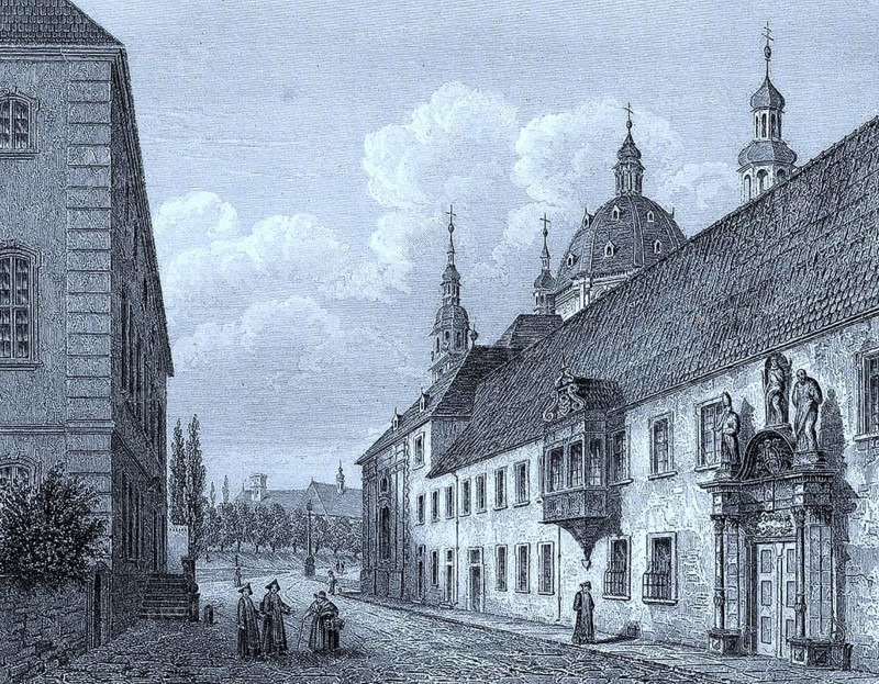 Seminary and library in Fulda, Hesse, Germany, ca 1850, Historical, digitally restored reproduction of a 19th century original, exact date unknown, Europe