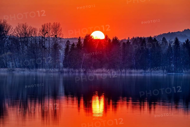 Sunset, Waginger See, Bavaria, Germany, Europe
