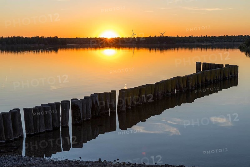 Sunset at Lake Werbelin, Rackwitz, Saxon Lake District, Saxony, Germany, Europe