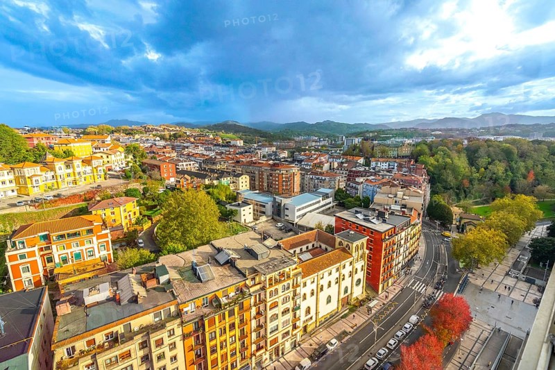 Aerial view of the Egia neighborhood of San Sebastian, Donostia from a balcony in the Basque Country