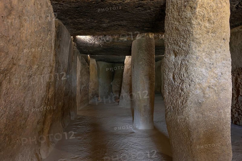 Entrance to the Dolmen de Menga at the Conjunto Arqueológico Dólmenes de Antequera, Spain, Europe