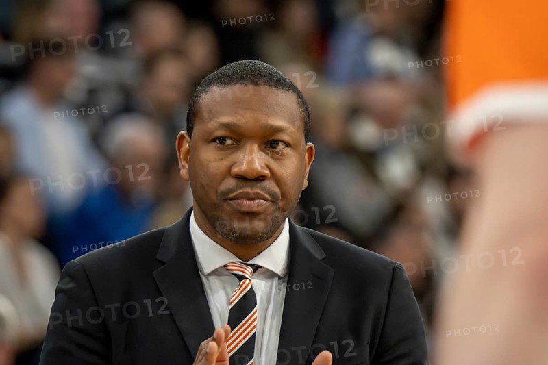 Heidelberg, 04.05.2024: Tyron McCoy, assistant coach of Ratiopharm Ulm, at his team's away game at Academics Heidelberg (easy Credit BBL, German Basketball League)