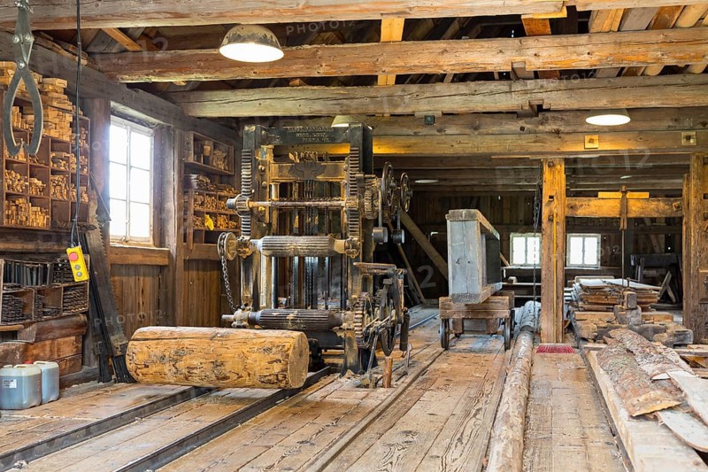 Hydroelectric sawmill in the Seiffen open-air museum, Erzgebirge, Saxony, Germany, Europe