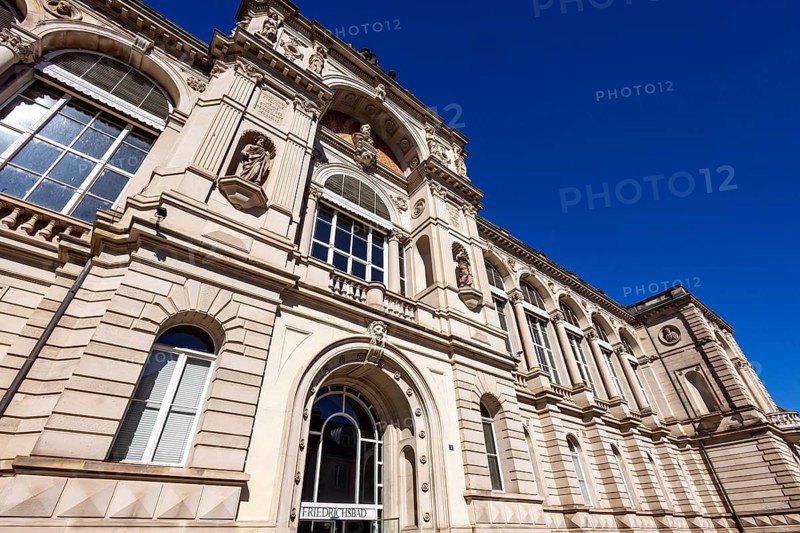 Friedrichsbad in Baden-Baden. The classic bathhouse in a stately 19th century building is one of the spa town's landmarks. As one of the most important spa towns in Europe, Baden-Baden is a UNESCO World Heritage Site. Baden-Baden, Baden-Württemberg, Germany, Europe