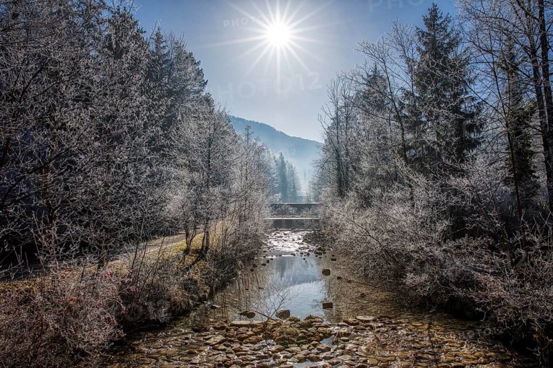 Jenbach, winter, ice, Bad Feilnbach, Bavaria, Germany, Europe