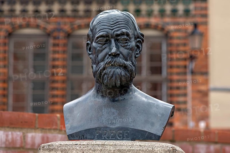Bust of Friedrich Ludwig Gottlob Frege, 1848 -1925, was a German logician, mathematician and philosopher. Wismar, Mecklenburg-Western Pomerania, Germany, Europe