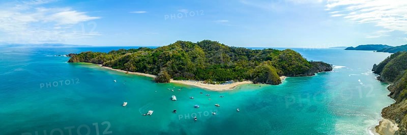 Aerial view, tropical island in the turquoise ocean, Tortuga Island, Puntarenas, Costa Rica, Central America
