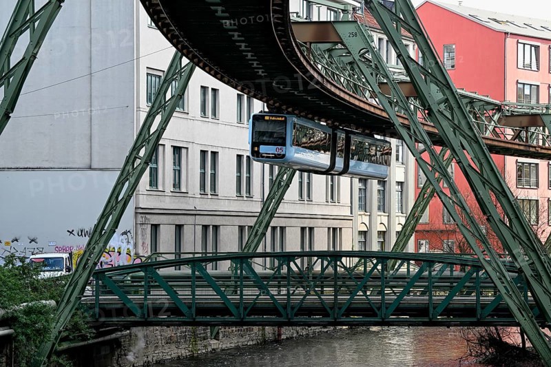 Suspension railway over the Wupper, Elberfeld district, Wuppertal, Bergisches Land, North Rhine-Westphalia, Germany, Europe
