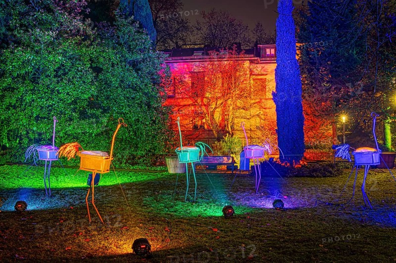 From 9 December 2023 to 14 January 2024, the Palmengarten in Frankfurt am Main will host the Winter Lights for the 11th time. A total of 25 light installations await visitors along a circular route, Palmengarten, Frankfurt am Main, Hesse, Germany, Europe