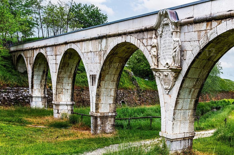 Aquaeduct near Porta Udine, planned town with star-shaped layout, Palmanaova, Unesco World Heritage Site, Friuli, Italy, Palmanaova, Friuli, Italy, Europe