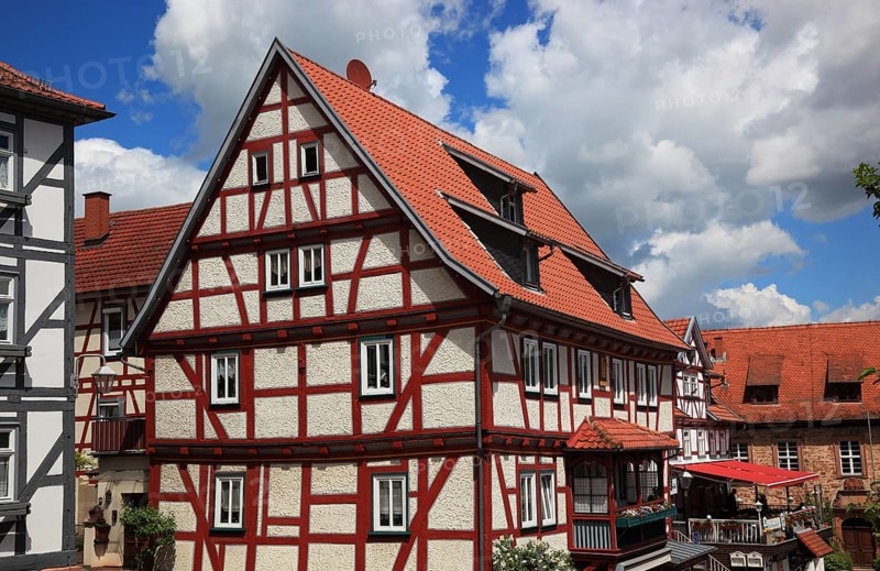 Half-timbered house in the old town centre, Schlitz, small town in the east of the Vogelsberg district in central Hesse, Hesse, Germany, Europe
