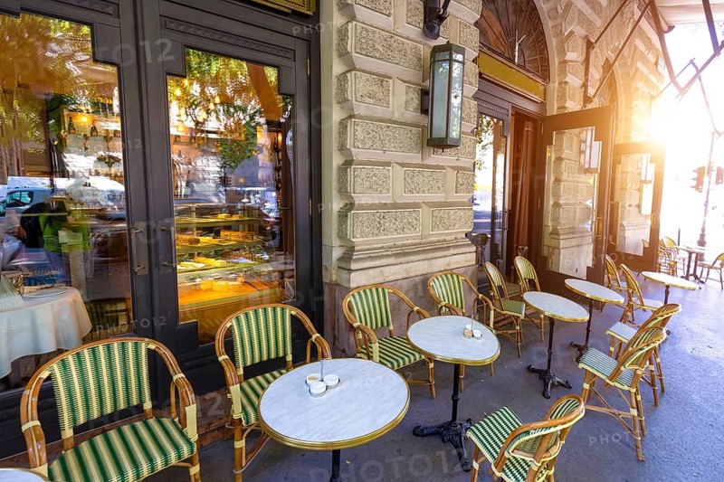 Hungary, restaurants and street cafes in Budapest historic city centre, Europe
