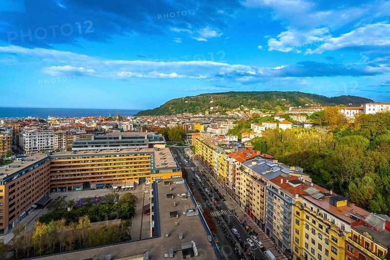 Aerial view from the balconies of San Sebastian, Donostia, in the Egia district, Basque Country