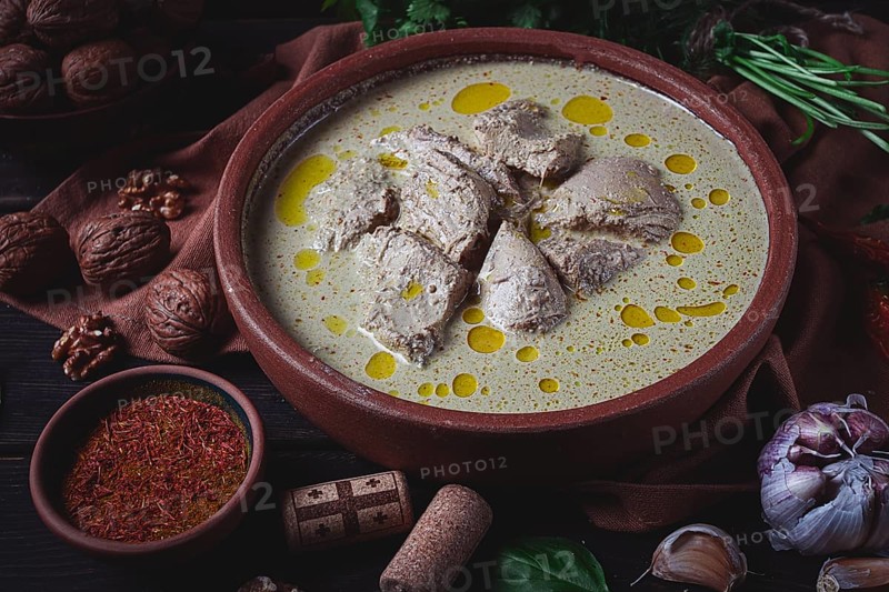 Satsivi, chicken in walnut sauce Baghe, cold dish, Georgian cuisine, homemade, no people