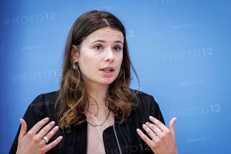 Luisa Neubauer, climate protection activist, recorded at a press conference on new constitutional complaints against the Federal Climate Protection Act in Berlin, 26 June 2024