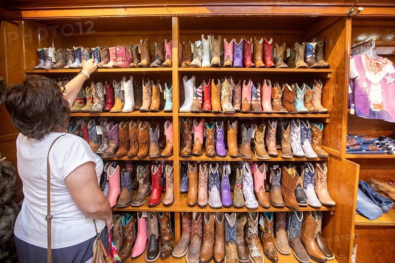 Steamboat Springs, Colorado, Cowboy boots on sale at F.M. Light & Sons, a heavily-advertised western wear store