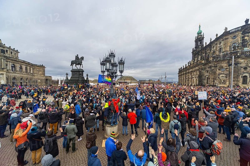 160 organisations and initiatives demonstrated against the right in Dresden on Saturday. Around 10, 000 participants marched from Theaterplatz in front of the Semper Opera House through the city centre, Dresden, Saxony, Germany, Europe