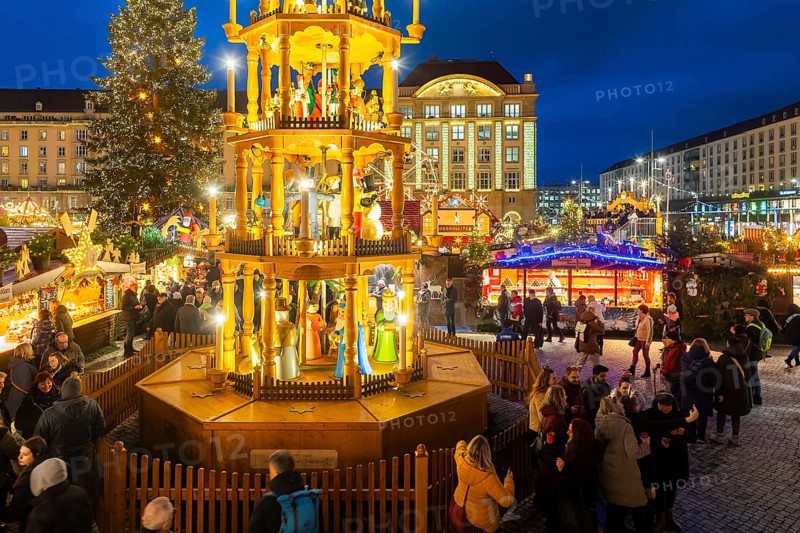 The Dresden Striezelmarkt is a Christmas market in Dresden. It has been held in Advent since 1434, usually on the Altmarkt square, and attracts an average of around two million visitors every year. It is the oldest certified Christmas market in Germany, Dresden, Saxony, Germany, Europe