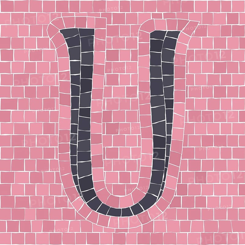 Mosaic tiles letter U. EPS 10 editable flat design vector seamless horizontal pattern