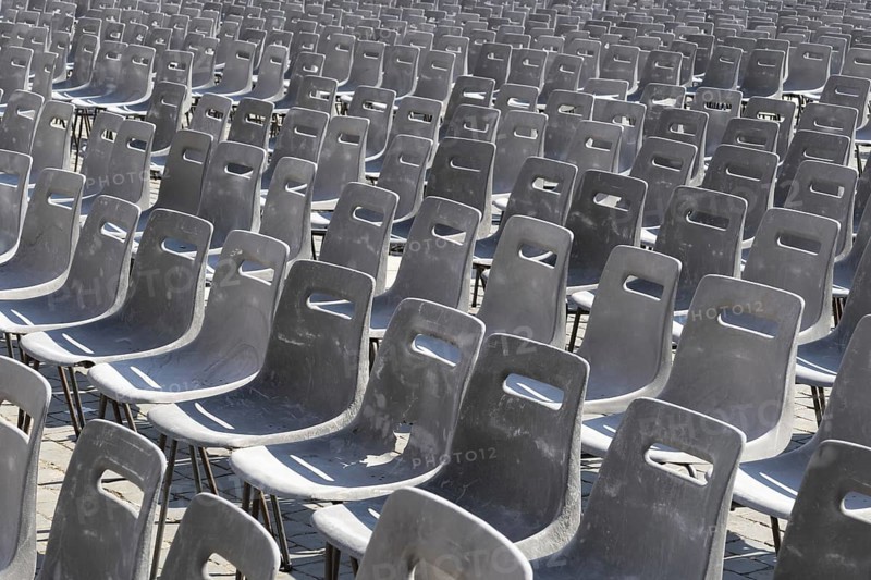 Empty chairs, here in St Peter's Square in Rome in front of a papal audience, Vatican, Italy, Europe