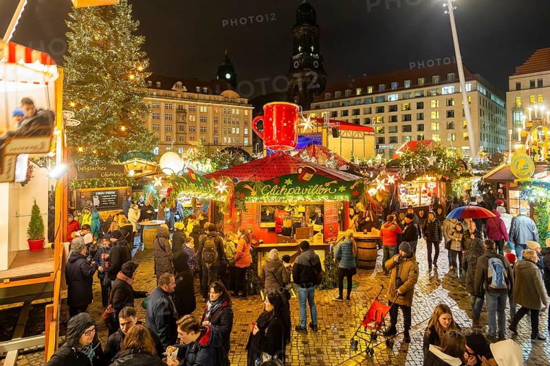 The Dresden Striezelmarkt is a Christmas market in Dresden. It has been held in Advent since 1434, usually on the Altmarkt square, and attracts an average of around two million visitors every year. It is the oldest certified Christmas market in Germany, Dresden, Saxony, Germany, Europe