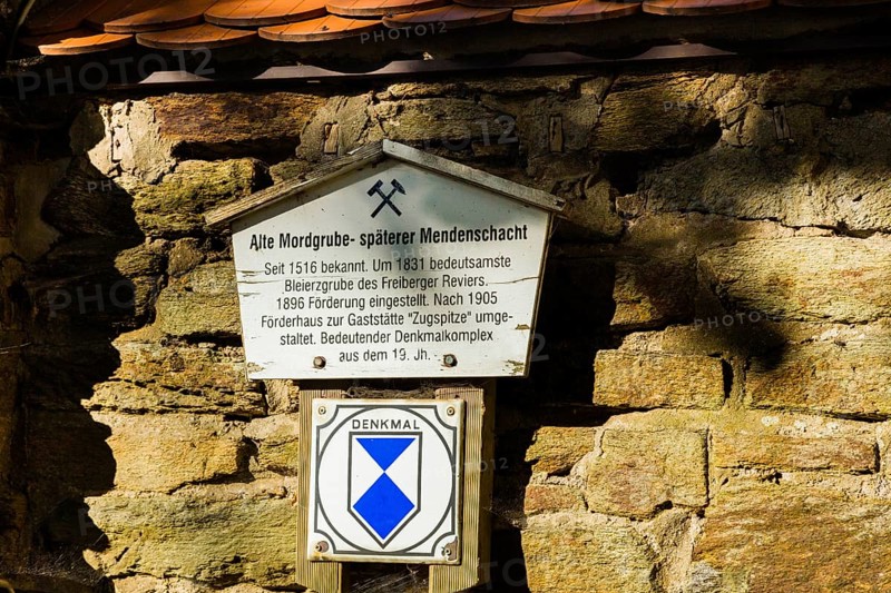 The Alte Mordgrube is a disused mine south of Freiberg in Saxony. It was one of the most important mines in the Freiberg mining district, information board, Branderbisdorf, Saxony, Germany, Europe